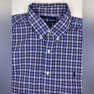 Ralph Lauren Blake Button Shirt Men’s Large Blue Plaid Short Sleeve